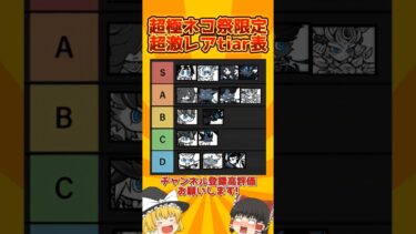 【にゃんこ大戦争】超極ネコ祭限定（個人の意見）超激レアtier表作ってみた! #にゃんこ大戦争 #ゆっくり実況