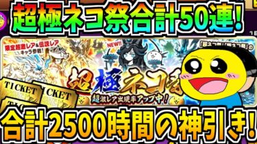 にゃんこ大戦争を2500時間使って集めたレアチケで超極ネコ祭合計50連ガチャ!!神引きの奇跡が起こる!?!-にゃんこ大戦争【超極ネコ祭】【冥護の天女ルナーシャ】